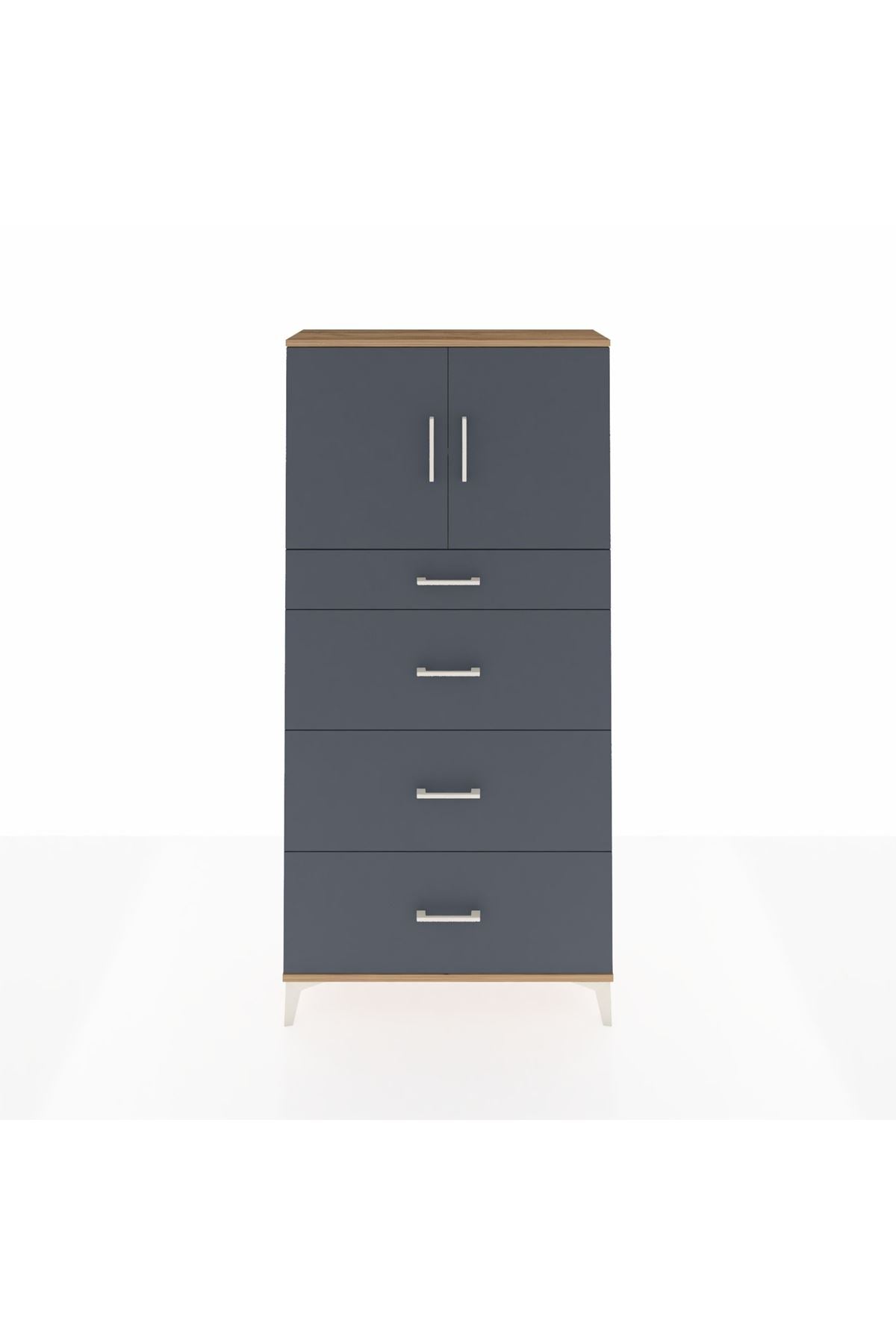 Arges Dolap 2 Raflı 4 Çekmeceli 2 Kapaklı 88x30x182 - S24M023V8A