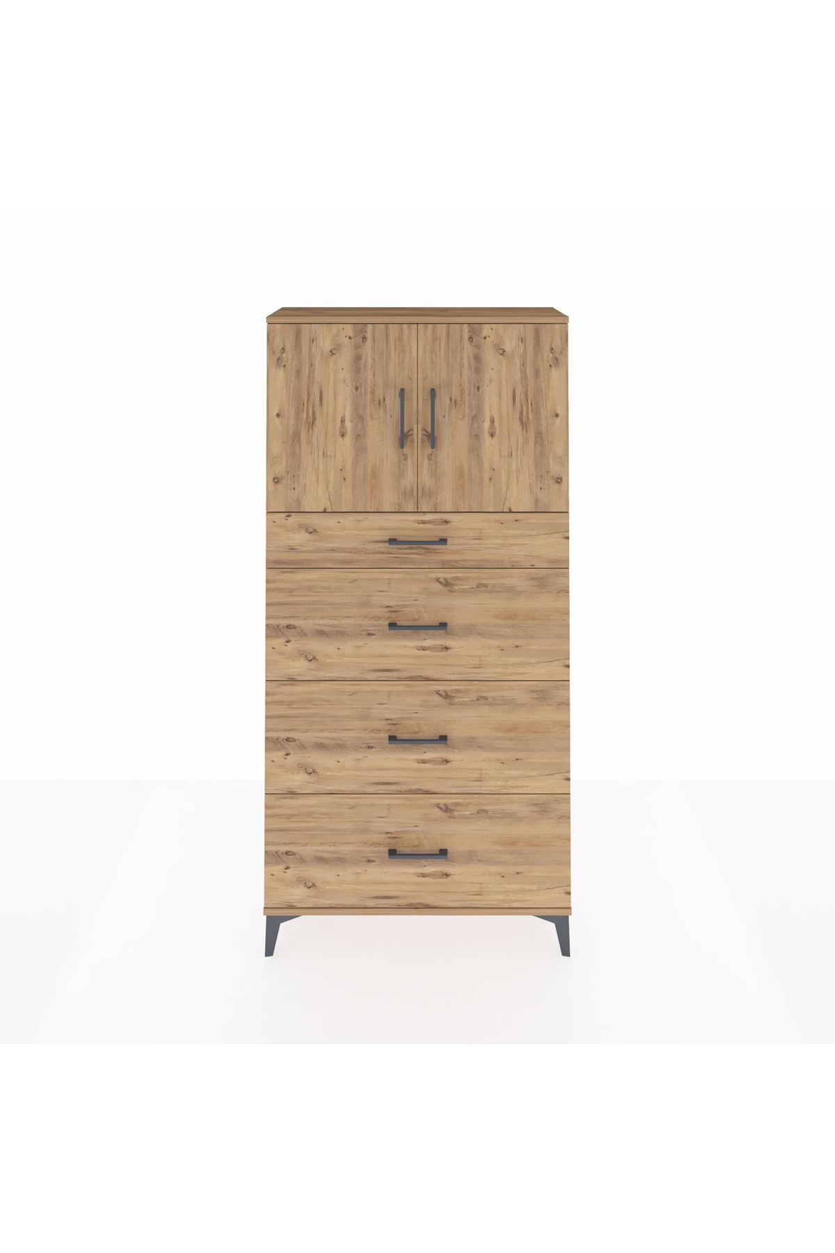 Arges Dolap 2 Raflı 4 Çekmeceli 2 Kapaklı 88x30x182 - S24M023V9A