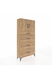 Arges Dolap 2 Raflı 4 Çekmeceli 2 Kapaklı 88x30x182 - S24M023V9A