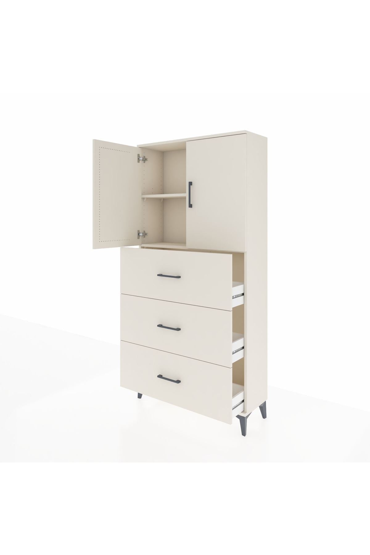 Arges Dolap 2 Raflı 3 Çekmeceli 2 Kapaklı 88x30x182 - S24M024V1A