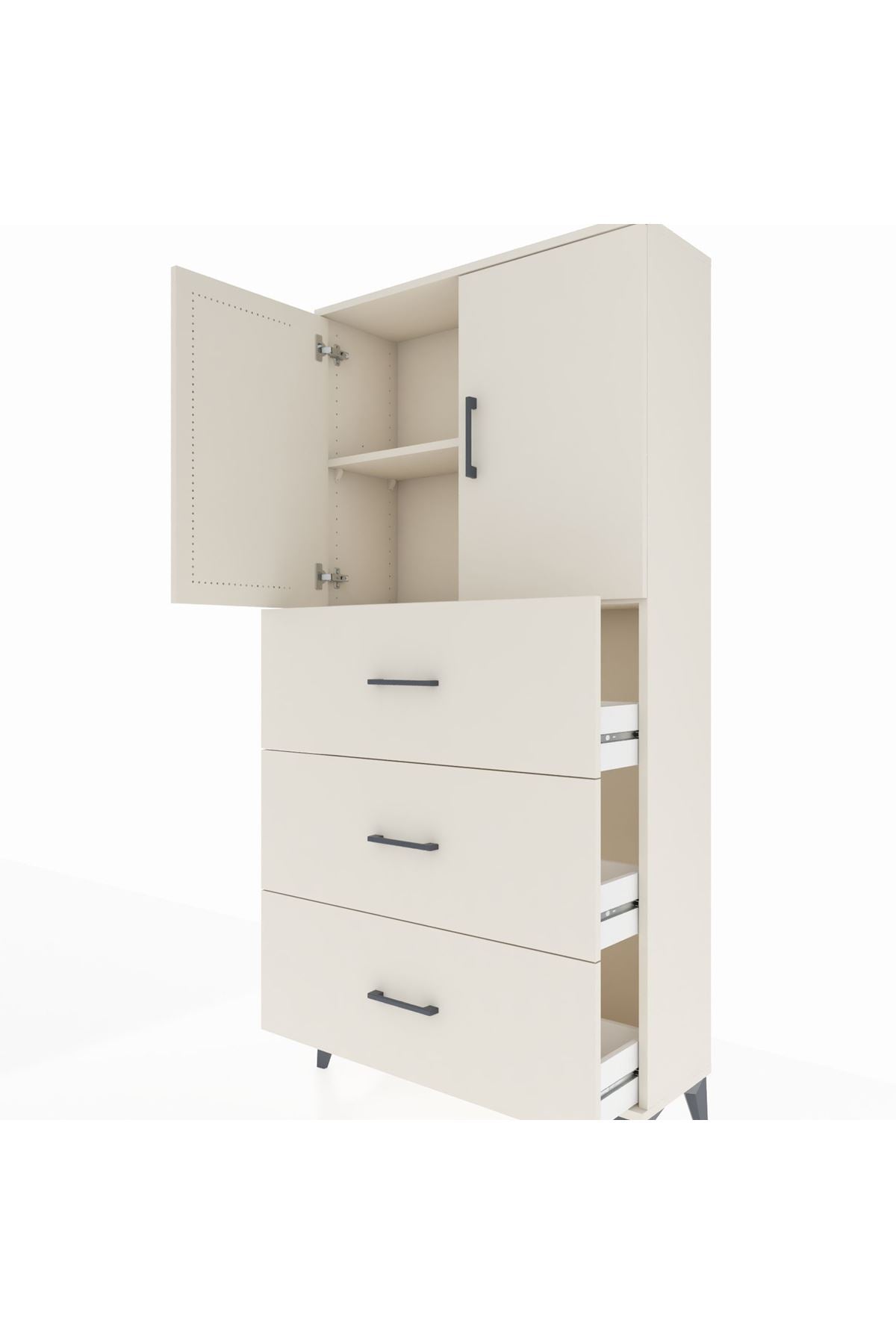Arges Dolap 2 Raflı 3 Çekmeceli 2 Kapaklı 88x30x182 - S24M024V1A