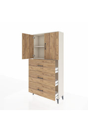 Arges Dolap 2 Raflı 3 Çekmeceli 2 Kapaklı 88x30x182 - S24M024V3A