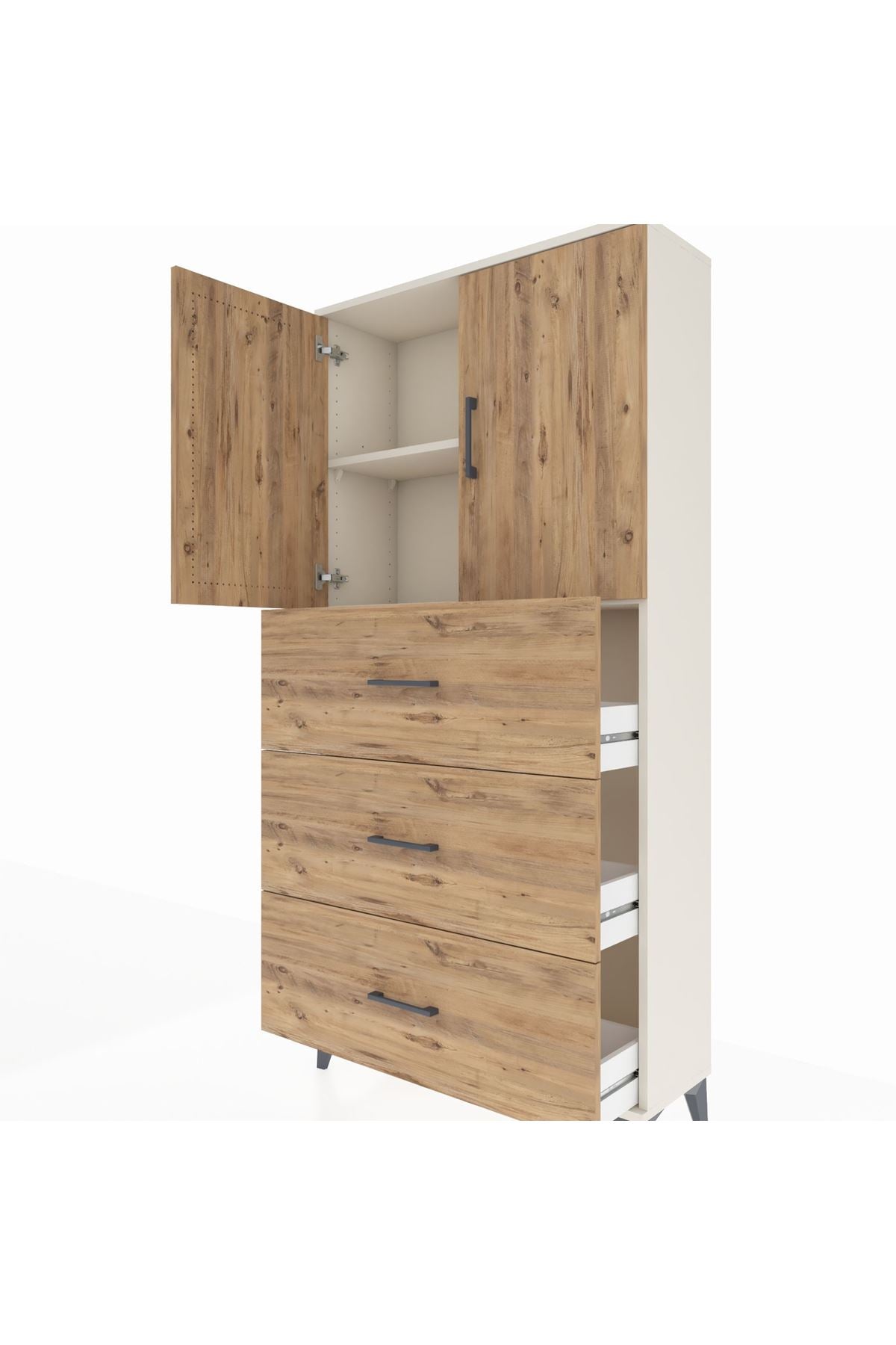 Arges Dolap 2 Raflı 3 Çekmeceli 2 Kapaklı 88x30x182 - S24M024V3A