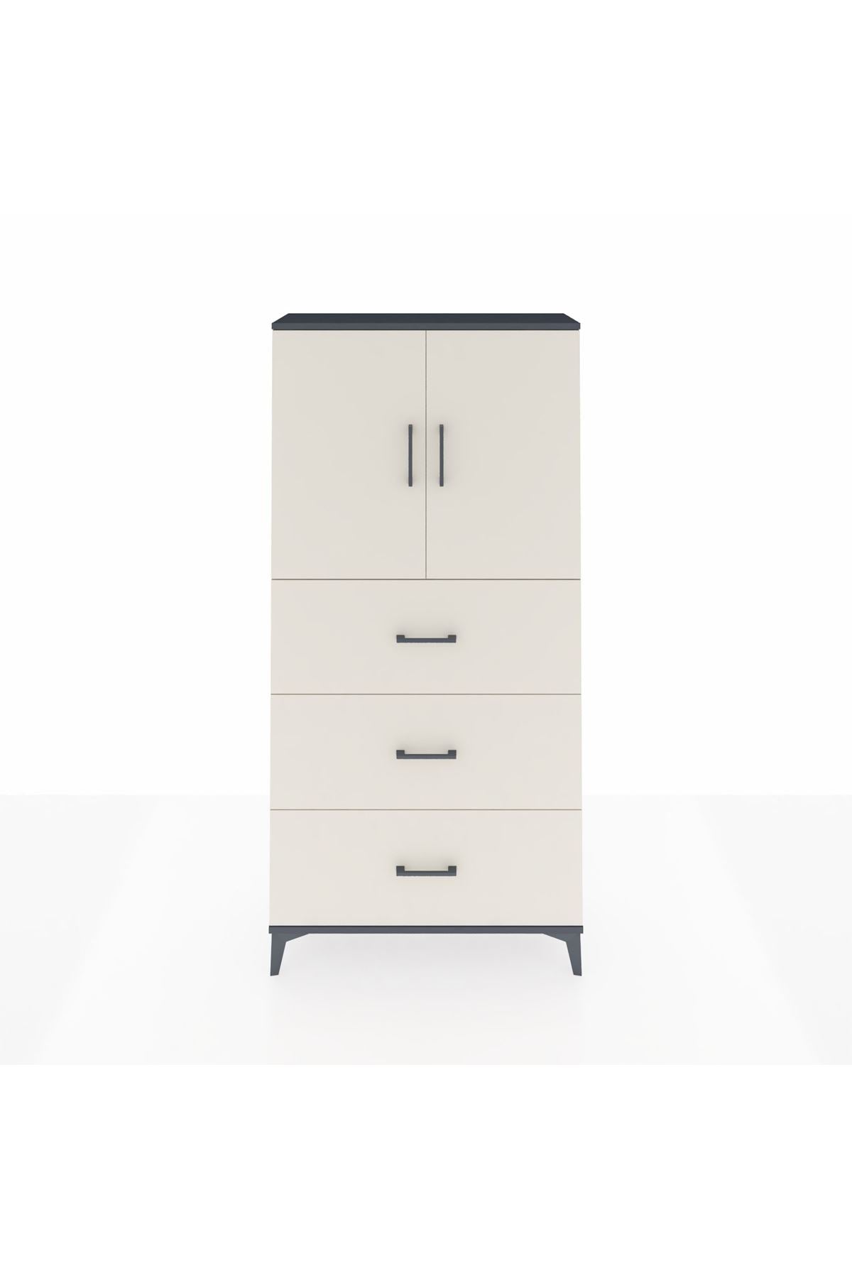 Arges Dolap 2 Raflı 3 Çekmeceli 2 Kapaklı 88x30x182 - S24M024V4A