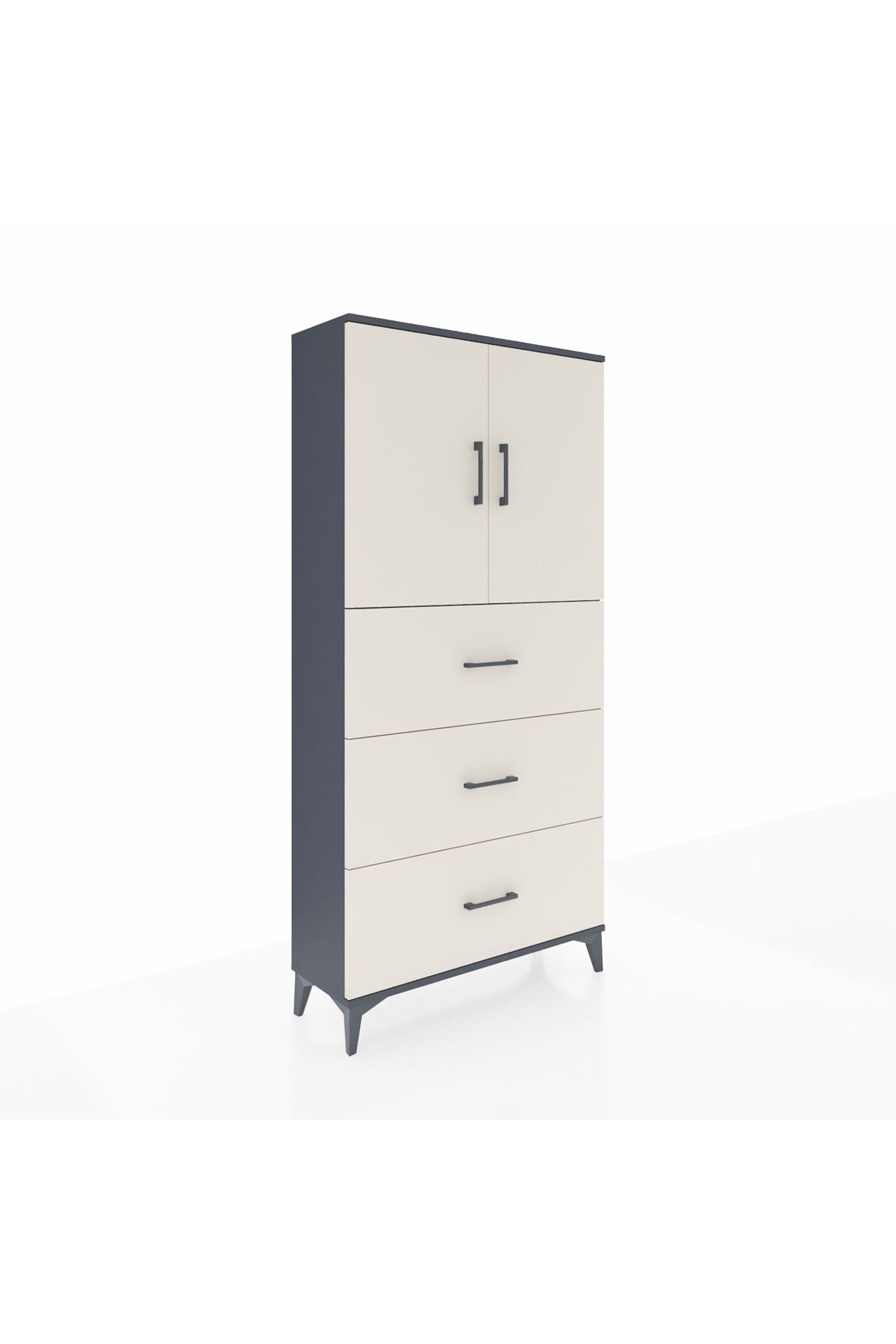 Arges Dolap 2 Raflı 3 Çekmeceli 2 Kapaklı 88x30x182 - S24M024V4A