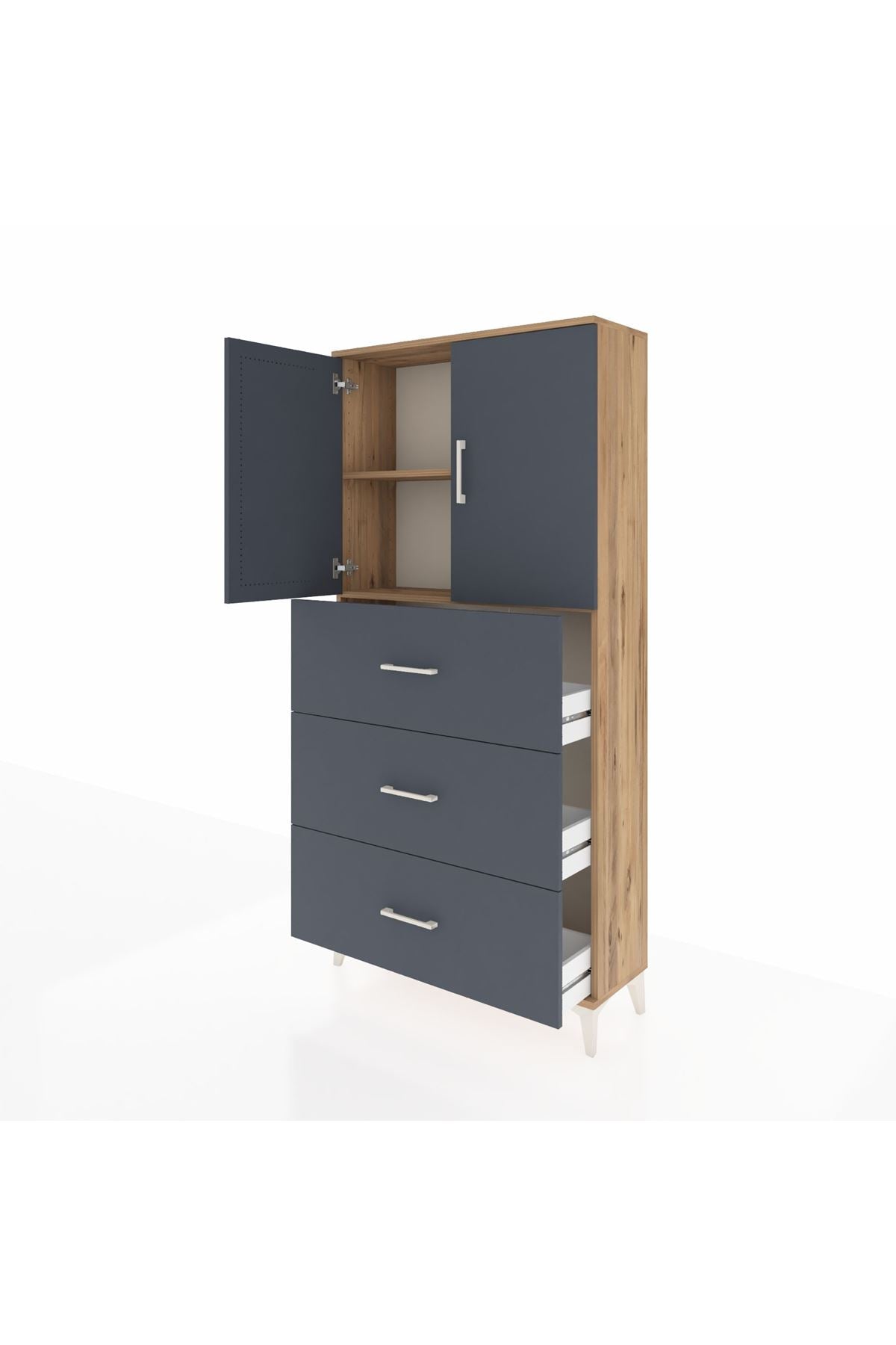 Arges Dolap 2 Raflı 3 Çekmeceli 2 Kapaklı 88x30x182 - S24M024V8A