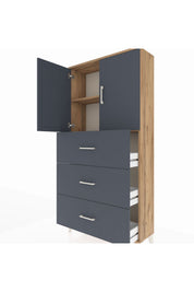 Arges Dolap 2 Raflı 3 Çekmeceli 2 Kapaklı 88x30x182 - S24M024V8A