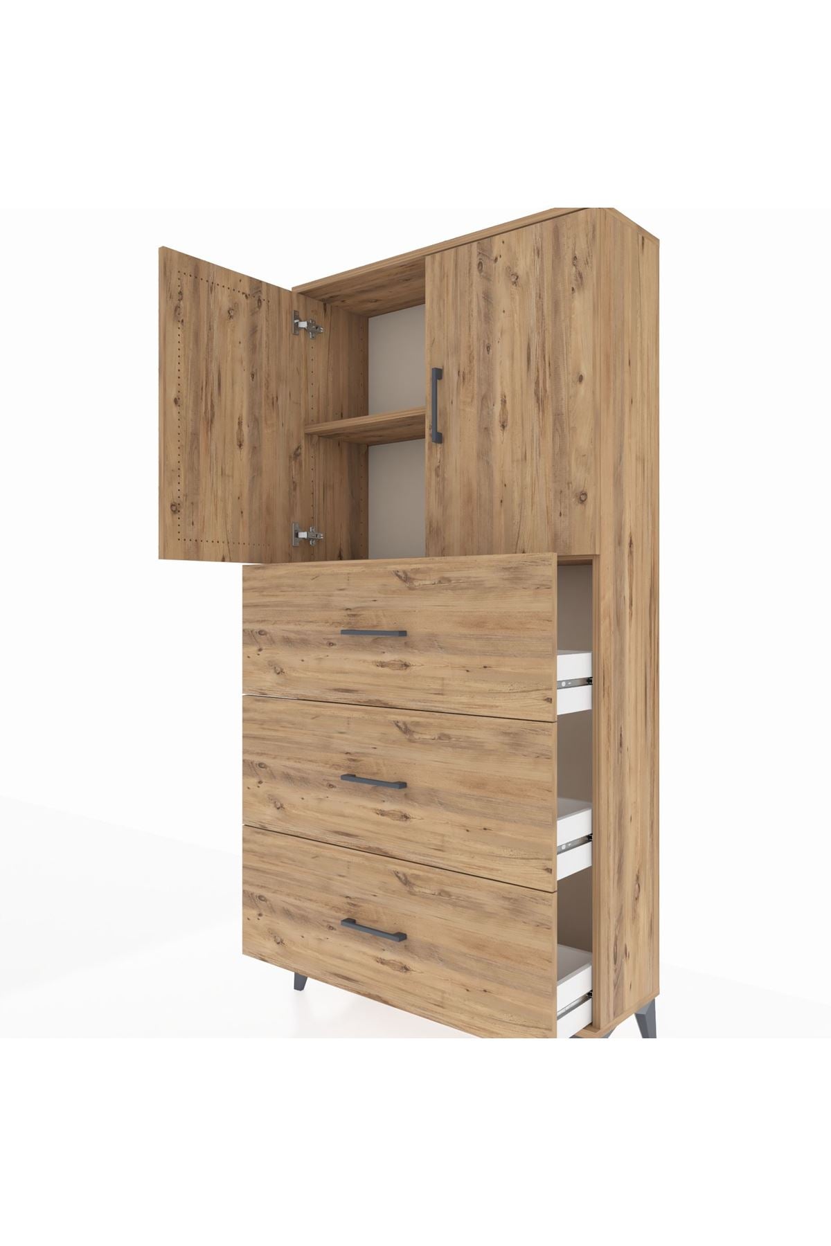 Arges Dolap 2 Raflı 3 Çekmeceli 2 Kapaklı 88x30x182 - S24M024V9A