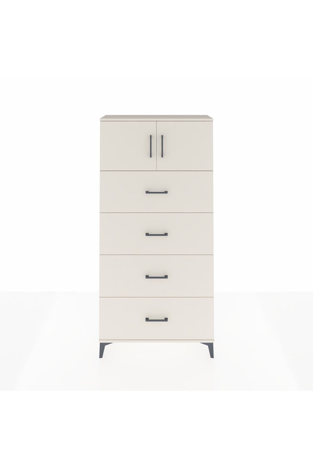 Arges Dolap Tek Raflı 4 Çekmeceli 2 Kapaklı 88x30x182 - S24M025V1A