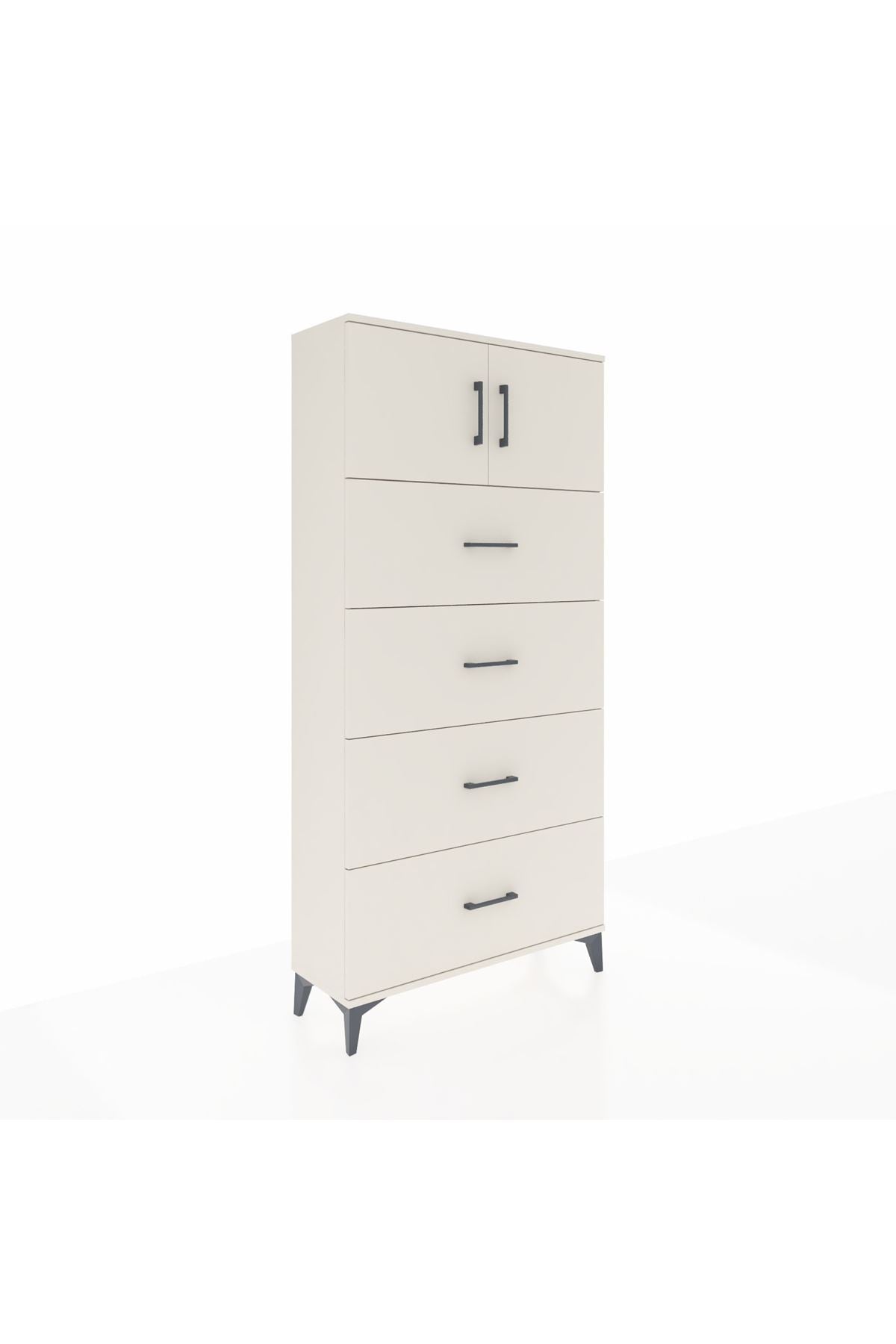 Arges Dolap Tek Raflı 4 Çekmeceli 2 Kapaklı 88x30x182 - S24M025V1A