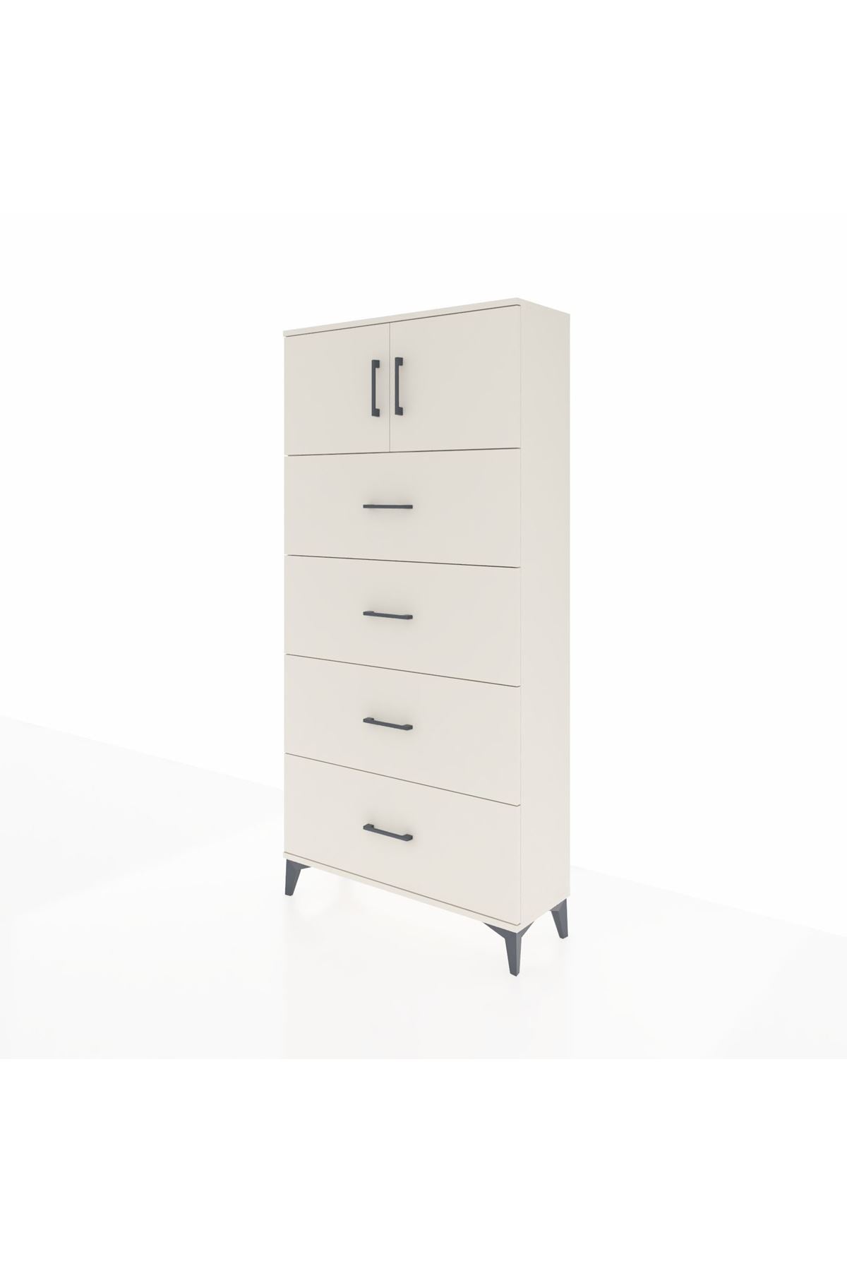 Arges Dolap Tek Raflı 4 Çekmeceli 2 Kapaklı 88x30x182 - S24M025V1A