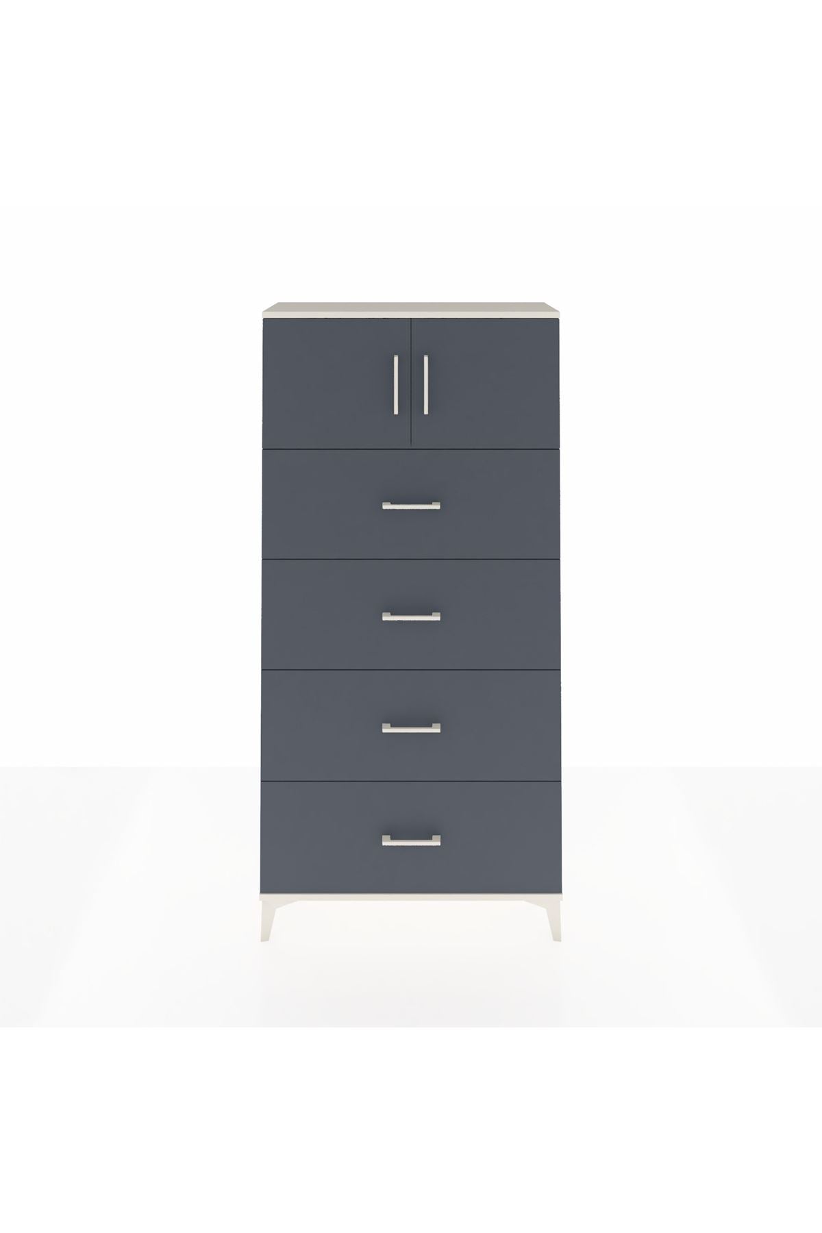 Arges Dolap Tek Raflı 4 Çekmeceli 2 Kapaklı 88x30x182 - S24M025V2A