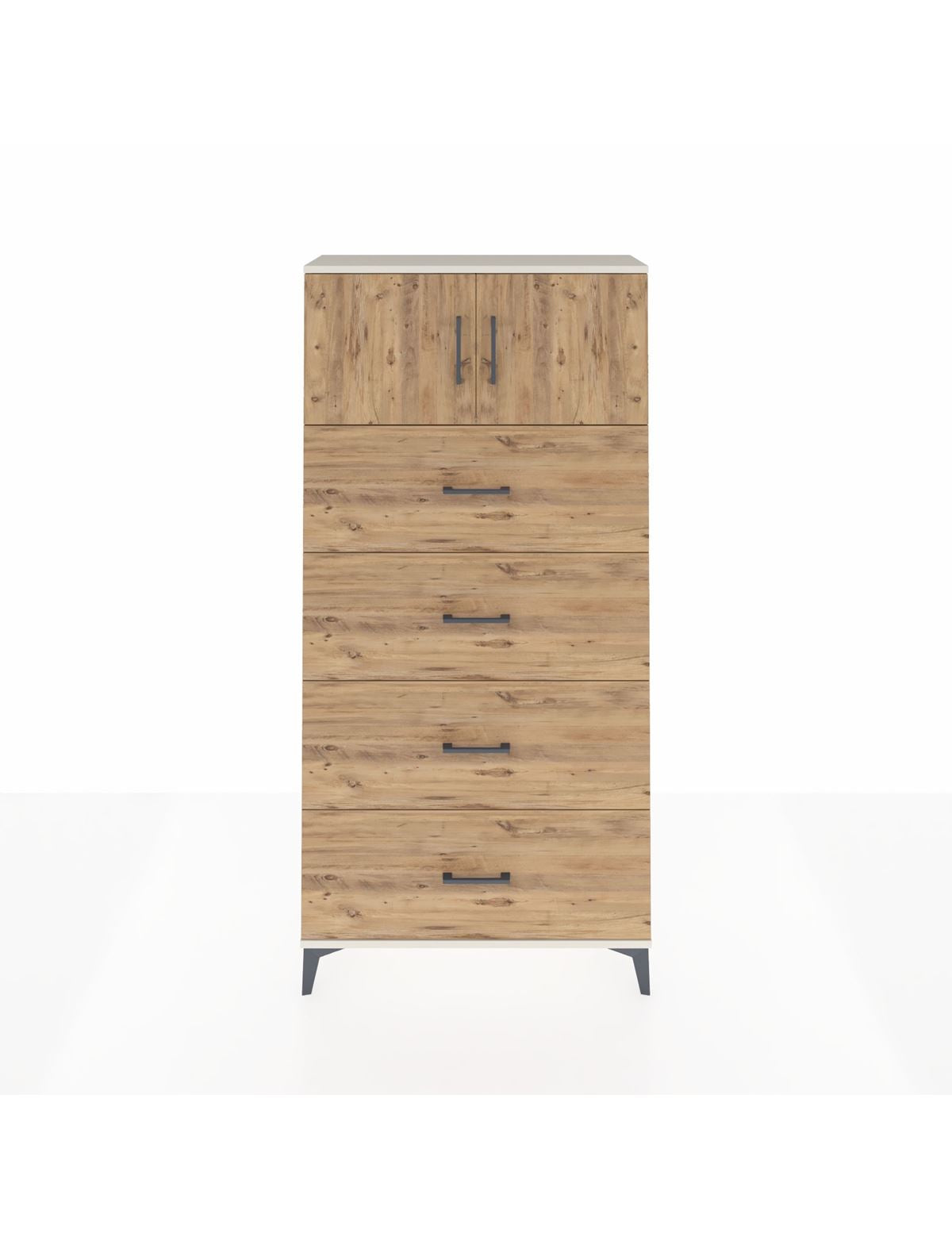 Arges Dolap Tek Raflı 4 Çekmeceli 2 Kapaklı 88x30x182 - S24M025V3A