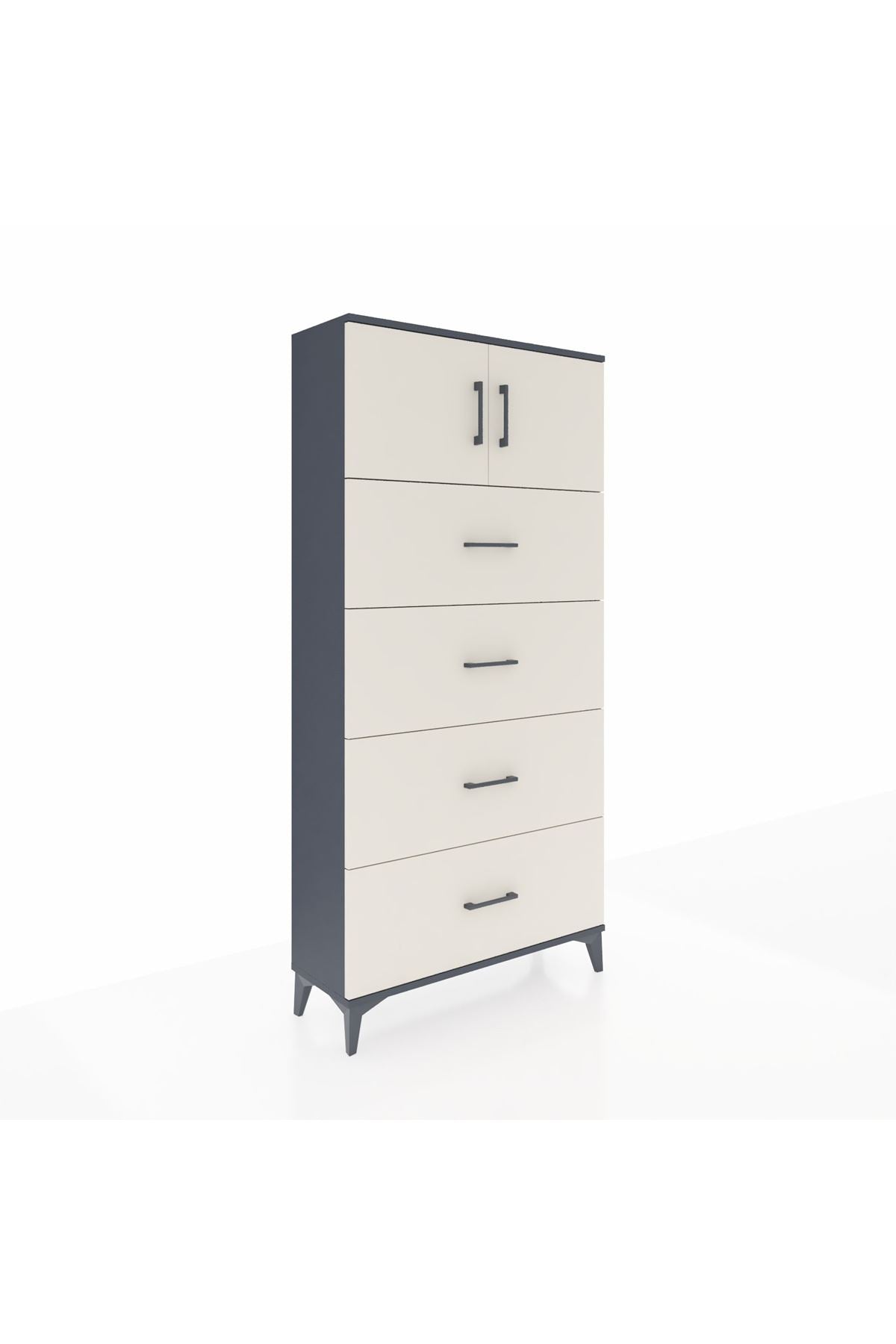 Arges Dolap Tek Raflı 4 Çekmeceli 2 Kapaklı 88x30x182 - S24M025V4A