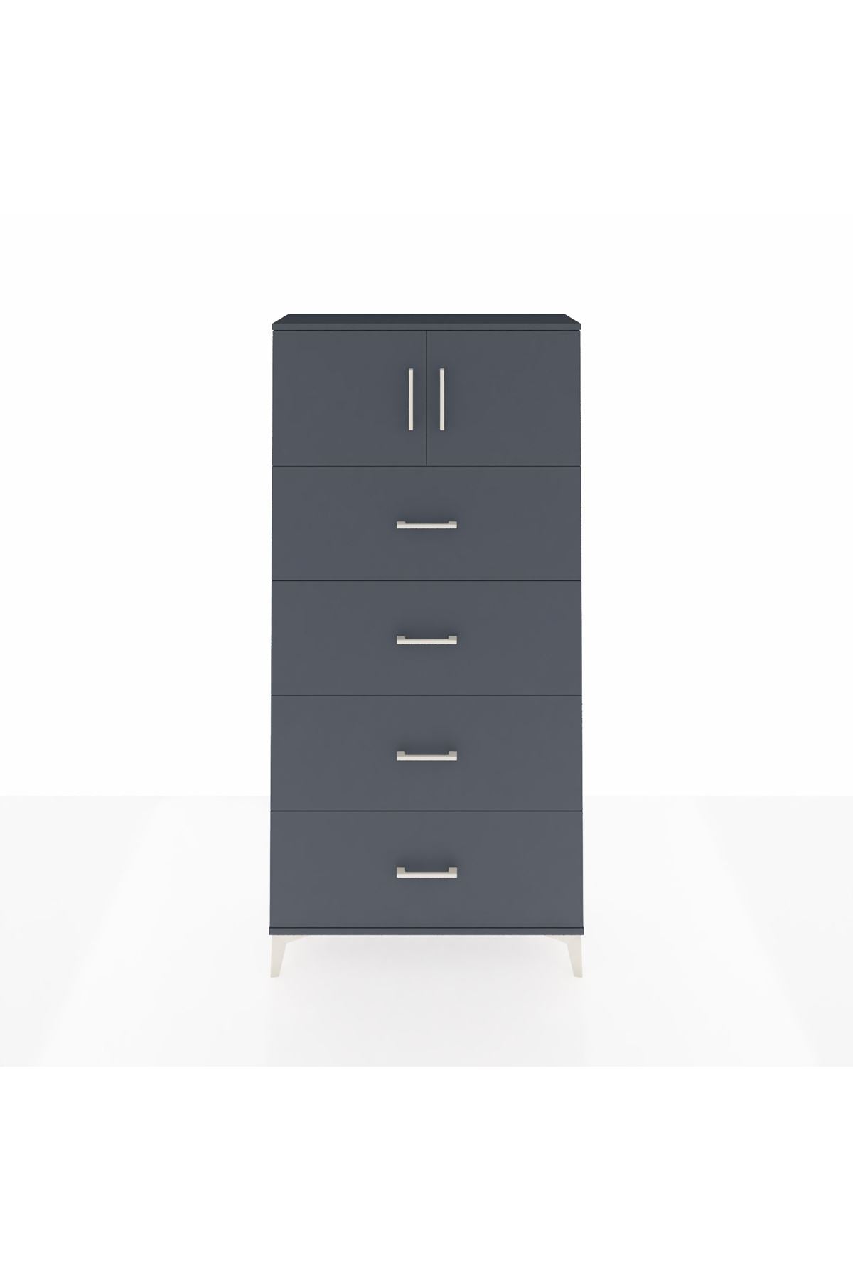 Arges Dolap Tek Raflı 4 Çekmeceli 2 Kapaklı 88x30x182 - S24M025V5A