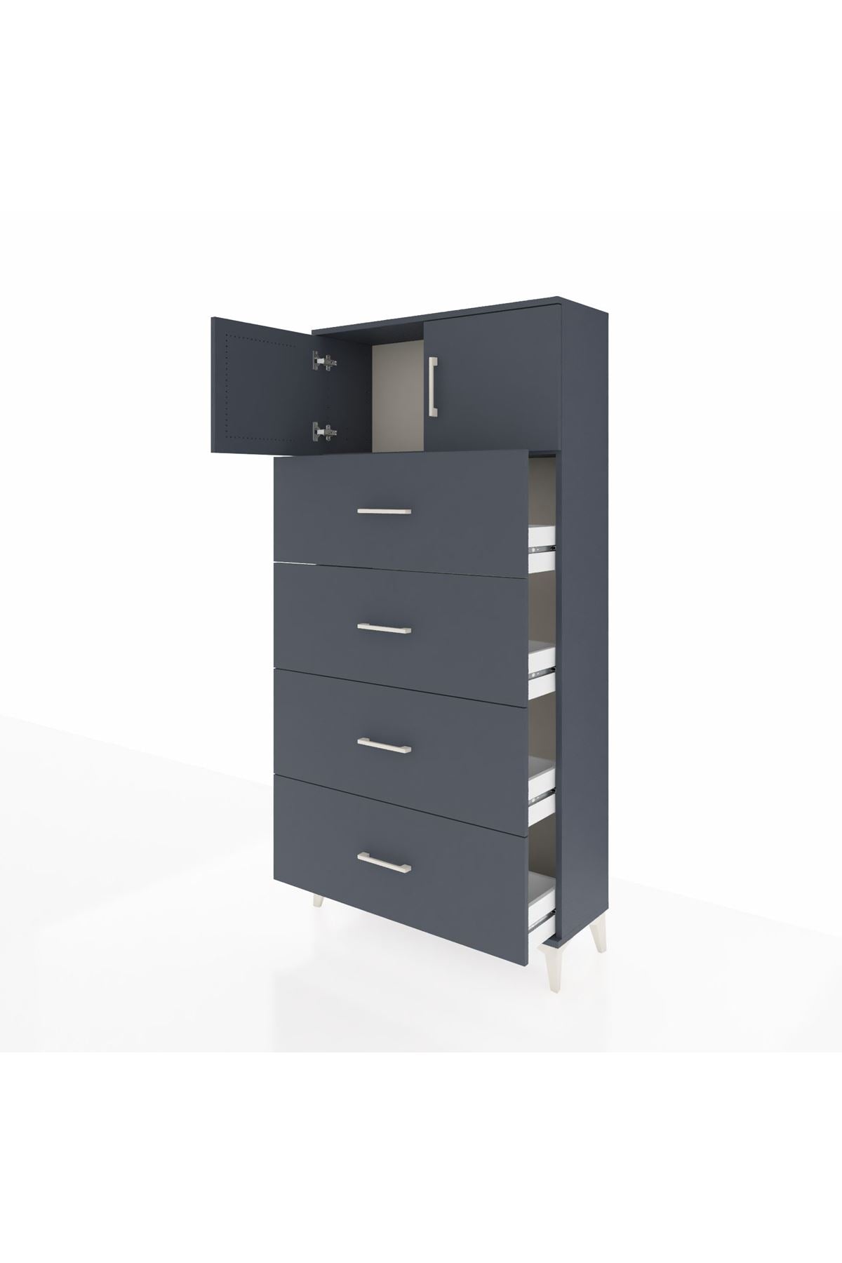 Arges Dolap Tek Raflı 4 Çekmeceli 2 Kapaklı 88x30x182 - S24M025V5A