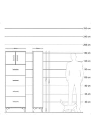 Arges Dolap Tek Raflı 4 Çekmeceli 2 Kapaklı 88x30x182 - S24M025V5A