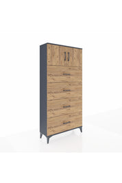Arges Dolap Tek Raflı 4 Çekmeceli 2 Kapaklı 88x30x182 - S24M025V6A