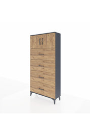 Arges Dolap Tek Raflı 4 Çekmeceli 2 Kapaklı 88x30x182 - S24M025V6A