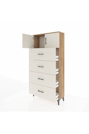 Arges Dolap Tek Raflı 4 Çekmeceli 2 Kapaklı 88x30x182 - S24M025V7A