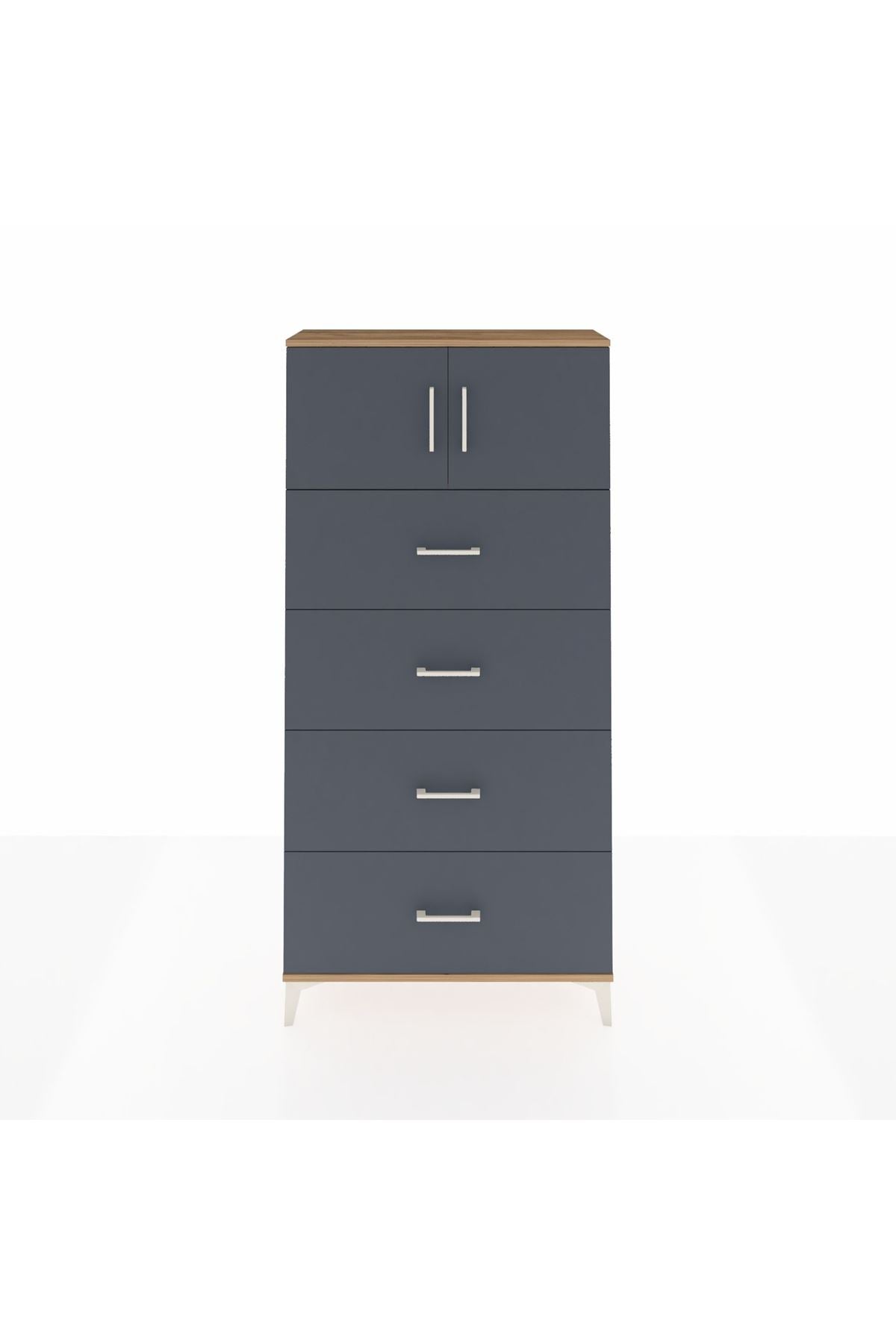 Arges Dolap Tek Raflı 4 Çekmeceli 2 Kapaklı 88x30x182 - S24M025V8A