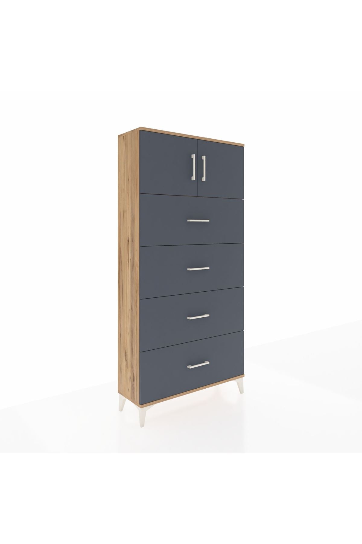 Arges Dolap Tek Raflı 4 Çekmeceli 2 Kapaklı 88x30x182 - S24M025V8A