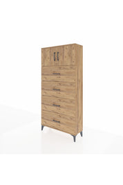Arges Dolap Tek Raflı 4 Çekmeceli 2 Kapaklı 88x30x182 - S24M025V9A