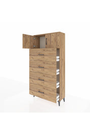 Arges Dolap Tek Raflı 4 Çekmeceli 2 Kapaklı 88x30x182 - S24M025V9A