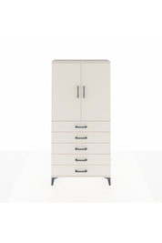 Arges Dolap Tek Raflı 5 Çekmeceli Tek Askılı 88x30x182 - S24M026V1A