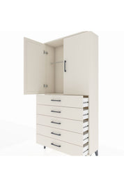 Arges Dolap Tek Raflı 5 Çekmeceli Tek Askılı 88x30x182 - S24M026V1A