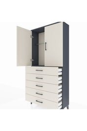 Arges Dolap Tek Raflı 5 Çekmeceli Tek Askılı 88x30x182 - S24M026V4A