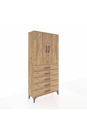 Arges Dolap Tek Raflı 5 Çekmeceli Tek Askılı 88x30x182 - S24M026V9A