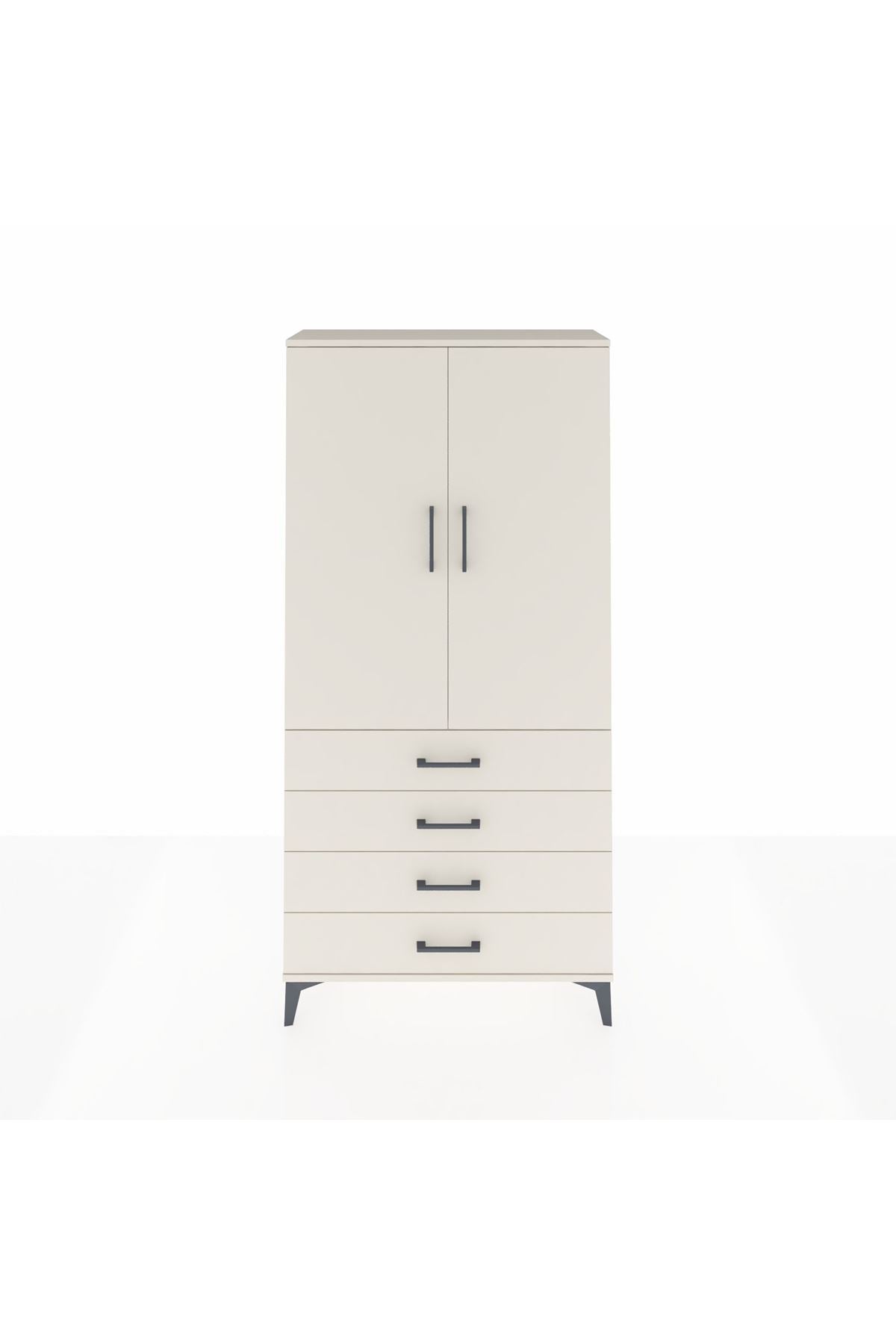 Arges Dolap Tek Raflı 4 Çekmeceli Tek Askılı 88x30x182 - S24M027V1A