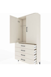 Arges Dolap Tek Raflı 4 Çekmeceli Tek Askılı 88x30x182 - S24M027V1A