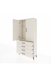 Arges Dolap Tek Raflı 4 Çekmeceli Tek Askılı 88x30x182 - S24M027V1A