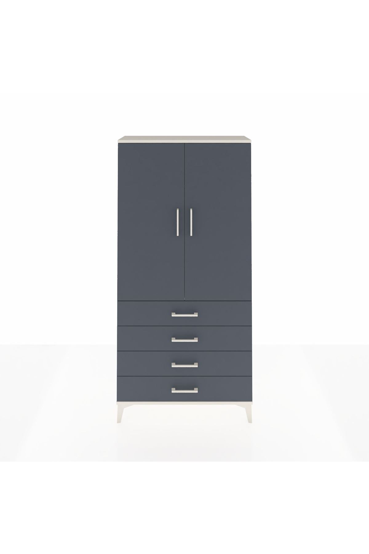 Arges Dolap Tek Raflı 4 Çekmeceli Tek Askılı 88x30x182 - S24M027V2A