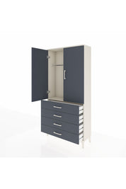 Arges Dolap Tek Raflı 4 Çekmeceli Tek Askılı 88x30x182 - S24M027V2A