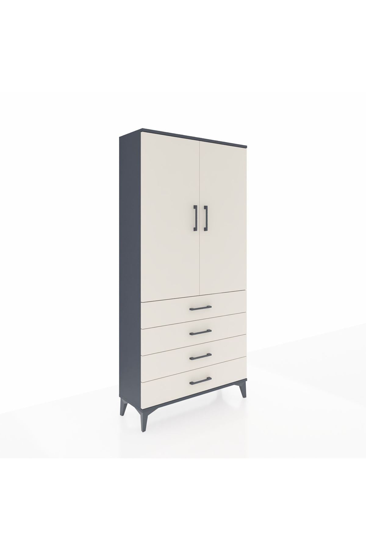 Arges Dolap Tek Raflı 4 Çekmeceli Tek Askılı 88x30x182 - S24M027V4A