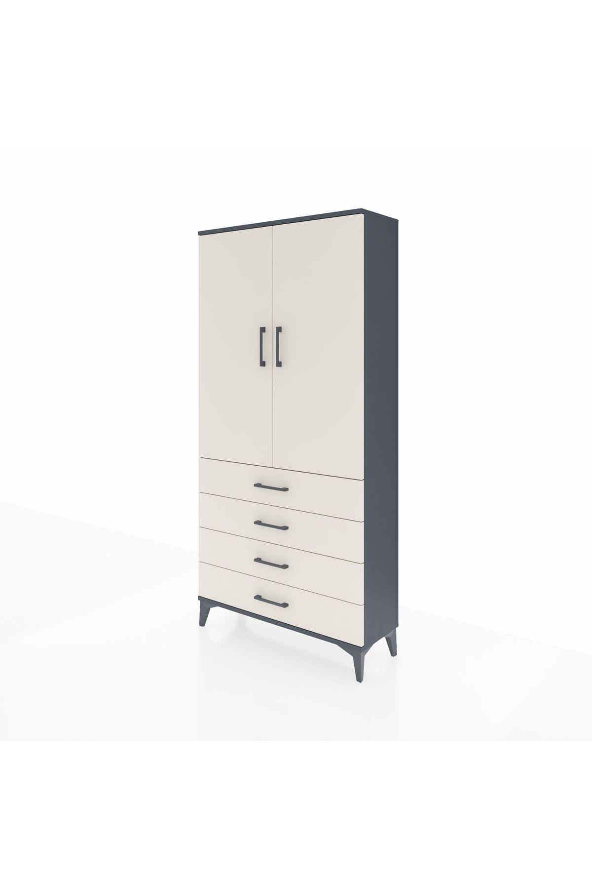 Arges Dolap Tek Raflı 4 Çekmeceli Tek Askılı 88x30x182 - S24M027V4A