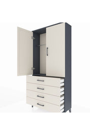 Arges Dolap Tek Raflı 4 Çekmeceli Tek Askılı 88x30x182 - S24M027V4A