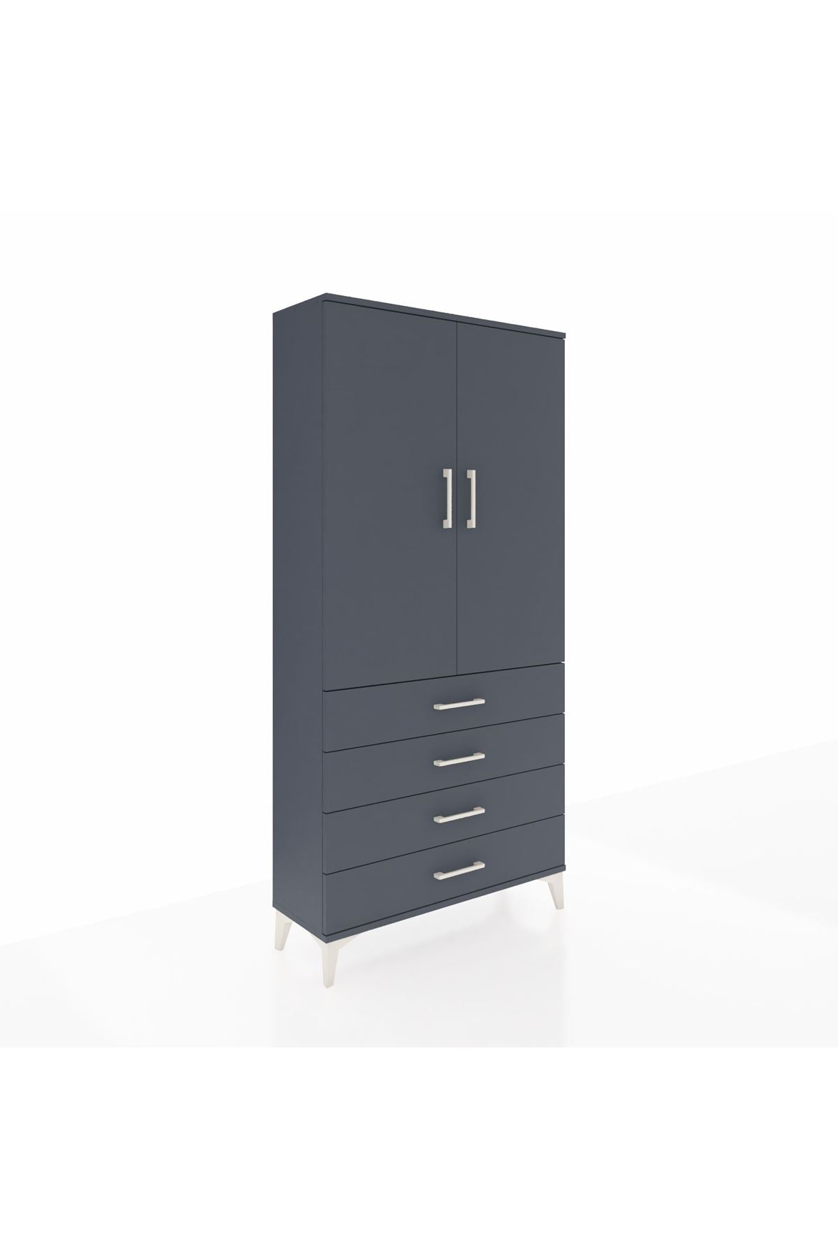 Arges Dolap Tek Raflı 4 Çekmeceli Tek Askılı 88x30x182 - S24M027V5A