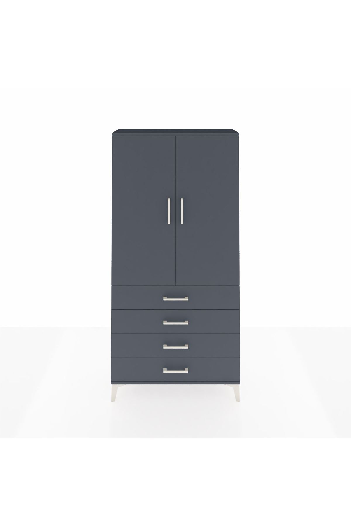 Arges Dolap Tek Raflı 4 Çekmeceli Tek Askılı 88x30x182 - S24M027V5A