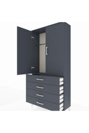 Arges Dolap Tek Raflı 4 Çekmeceli Tek Askılı 88x30x182 - S24M027V5A