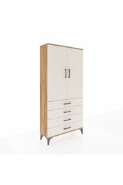 Arges Dolap Tek Raflı 4 Çekmeceli Tek Askılı 88x30x182 - S24M027V7A