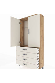 Arges Dolap Tek Raflı 4 Çekmeceli Tek Askılı 88x30x182 - S24M027V7A