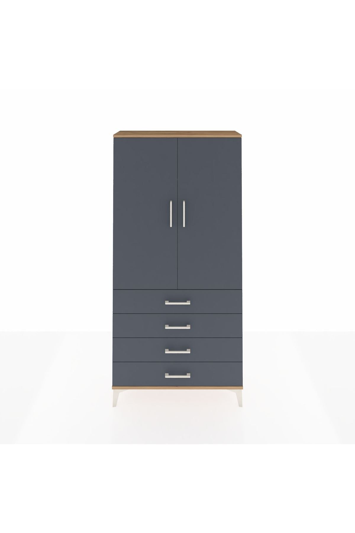 Arges Dolap Tek Raflı 4 Çekmeceli Tek Askılı 88x30x182 - S24M027V8A