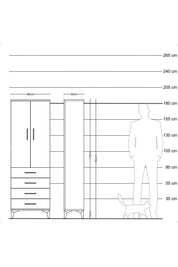 Arges Dolap Tek Raflı 4 Çekmeceli Tek Askılı 88x30x182 - S24M027V8A