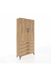 Arges Dolap Tek Raflı 4 Çekmeceli Tek Askılı 88x30x182 - S24M027V9A