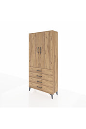 Arges Dolap Tek Raflı 4 Çekmeceli Tek Askılı 88x30x182 - S24M027V9A