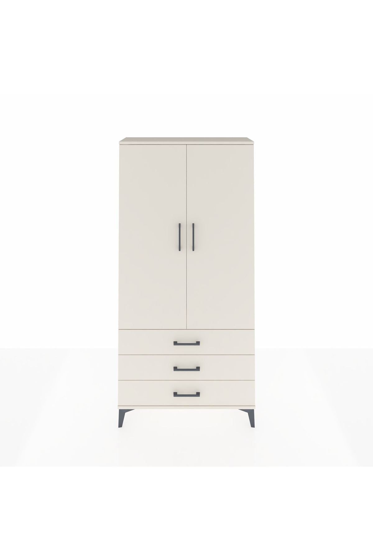Arges Dolap Tek Raflı 3 Çekmeceli Tek Askılı 88x30x182 - S24M028V1A